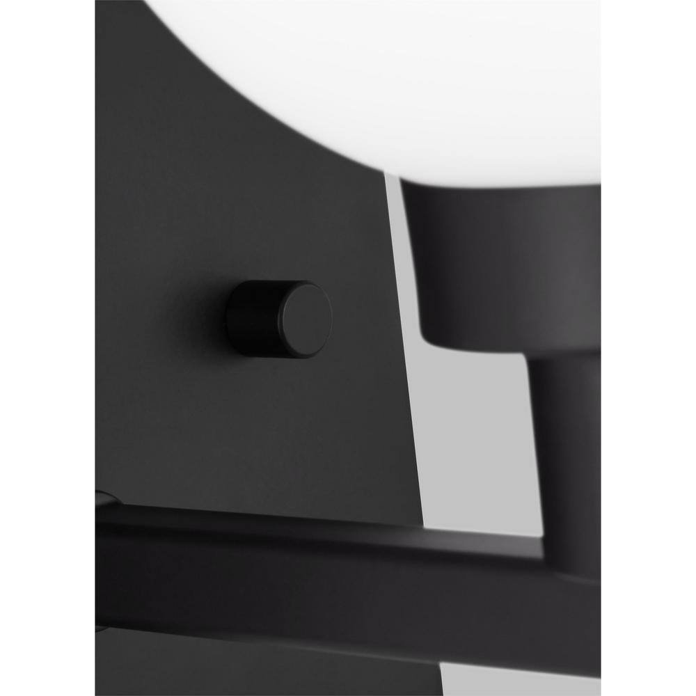 Clybourn Midnight Black Industrial Wall Sconce with Milk Glass
