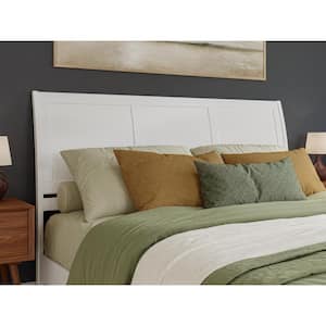 Portland White King Sleigh Solid Wood Panel Headboard with Attachable Charger