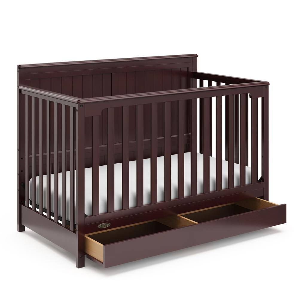 Hadley Espresso Painted Wood 4-in-1 Convertible Crib with Drawer