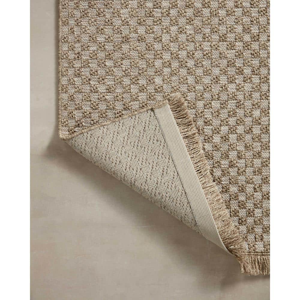 Natural Geometric Flat Woven Synthetic Indoor/Outdoor Rug 5'-1" x 7'-7"