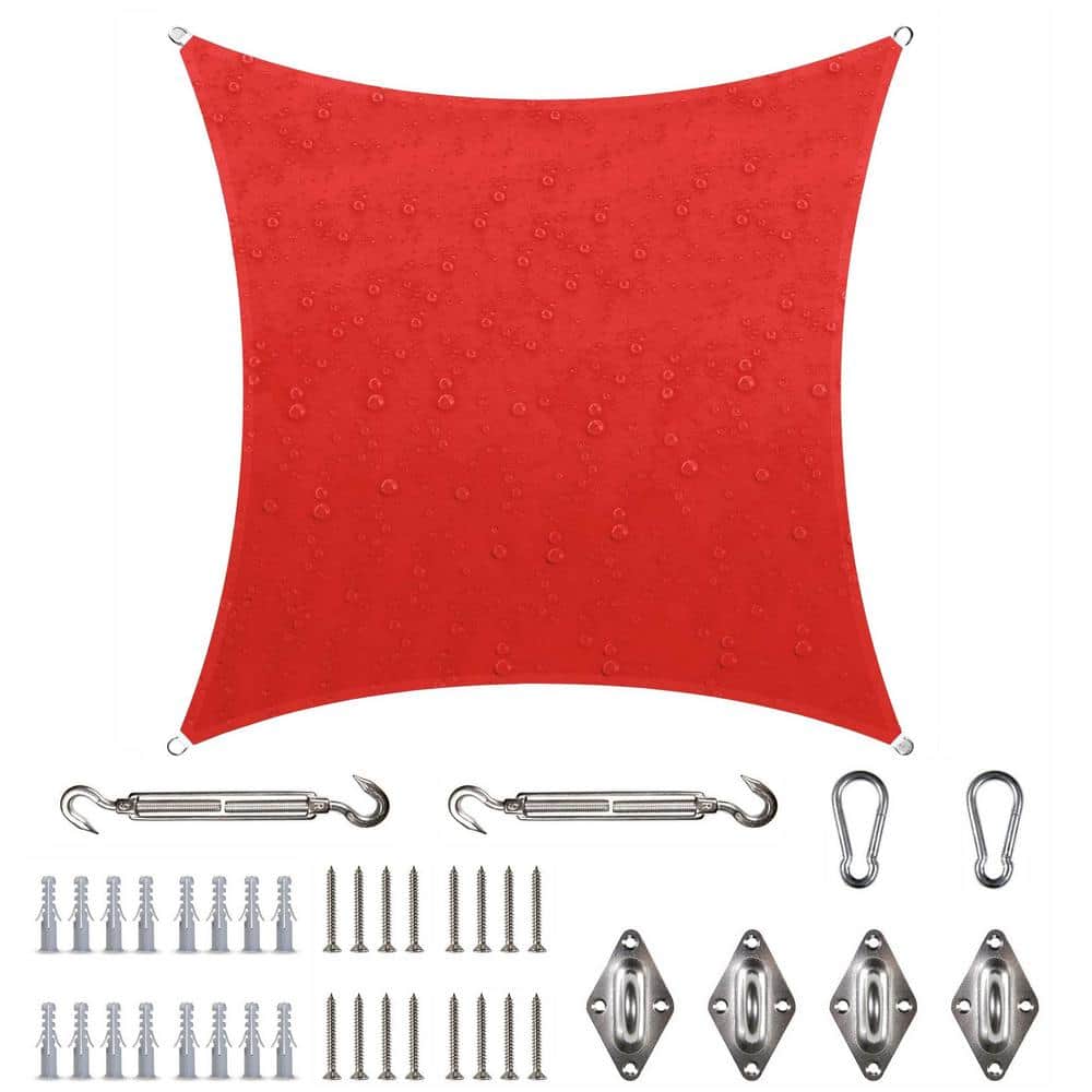 9 ft. x 9 ft. Waterproof Red Square Sun Shade Sail 220 GSM with Hardware Installation Kit price history on PriceWatchPro