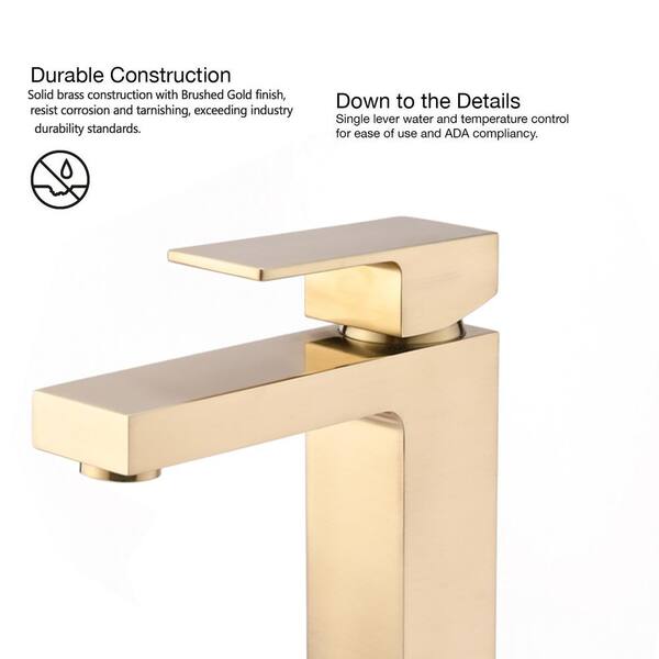 Brushed Gold 1-Hole Bathroom Sink popular Faucet Single Handle Solid Brass i4