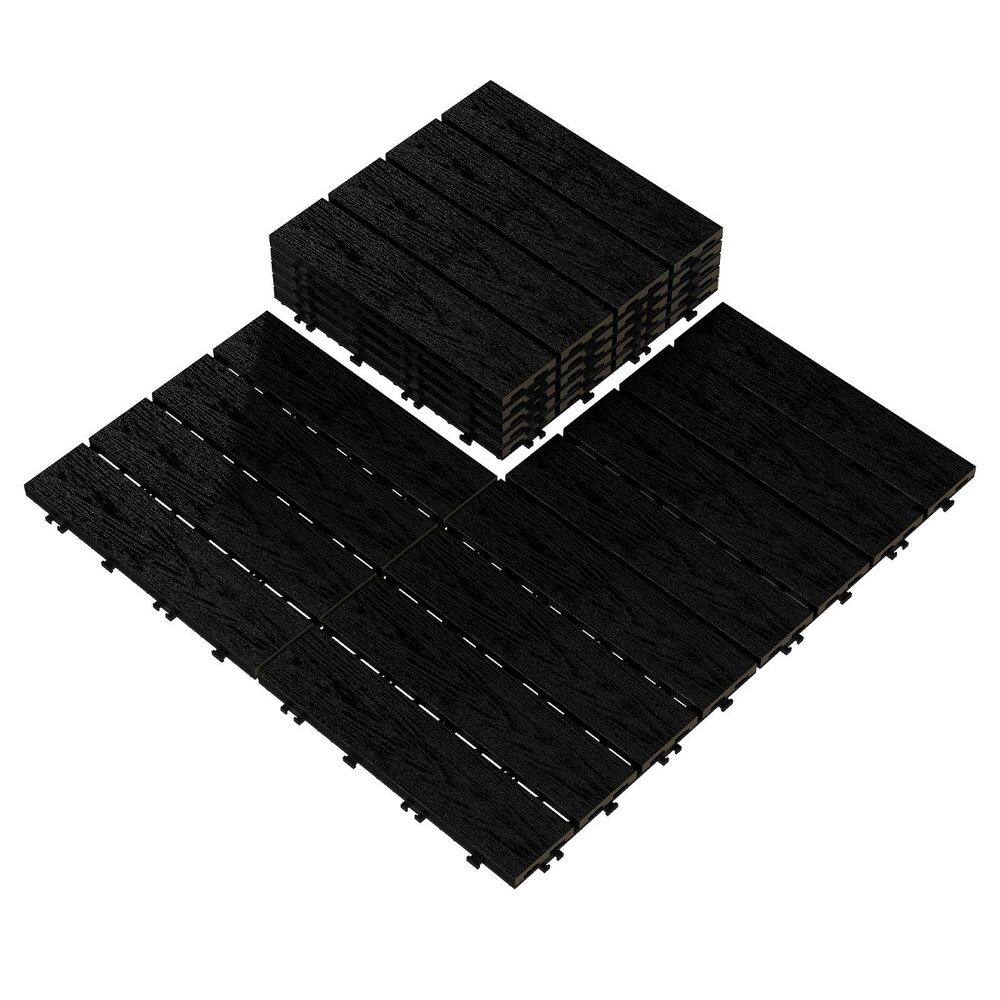 1 ft. x 1 ft. Black Outdoor Square Interlocking Composite Flooring Deck Tile (10 sq. ft. Per Box) price history on PriceWatchPro