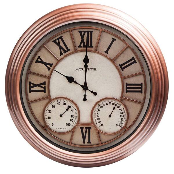 AcuRite 18 in. Copper Metal Outdoor Clock with Thermometer and Humidity