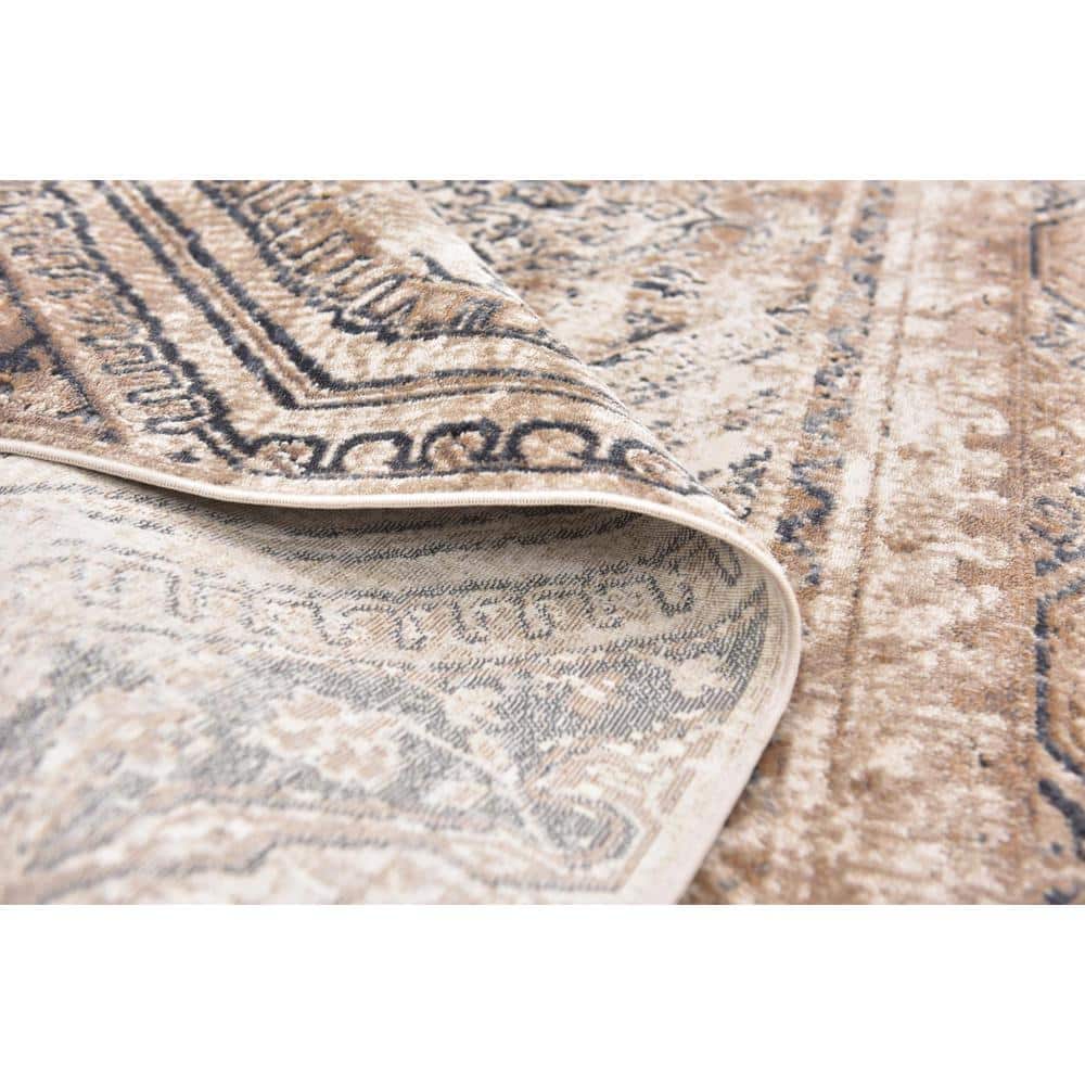 Eliza 7' Square Blue Beige Stain-Resistant Indoor Rug