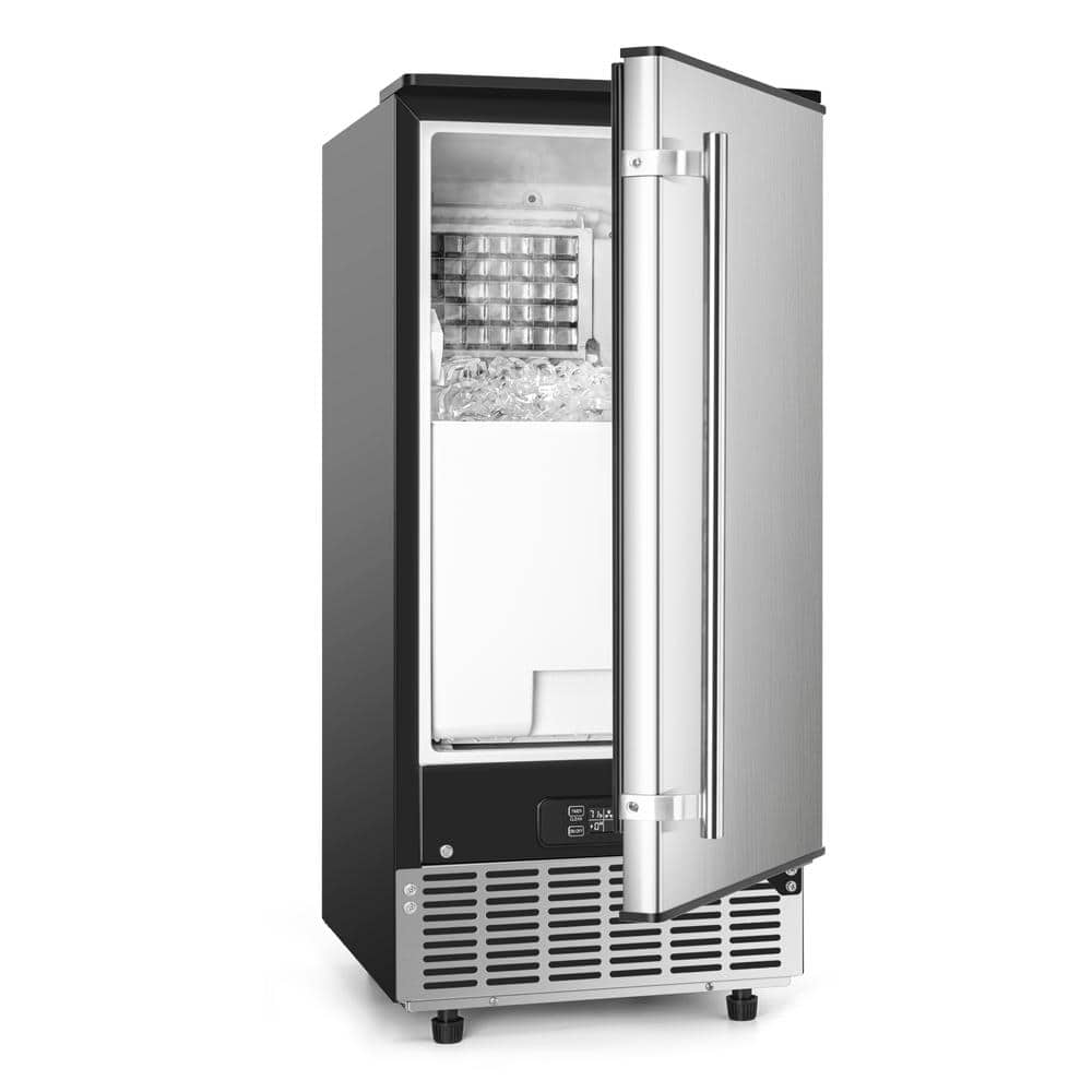 Vibekio Commercial Ice Maker 80 lbs./24h Freestanding Ice Maker Machine with 24 lbs. Storage Bin in Stainless Steel