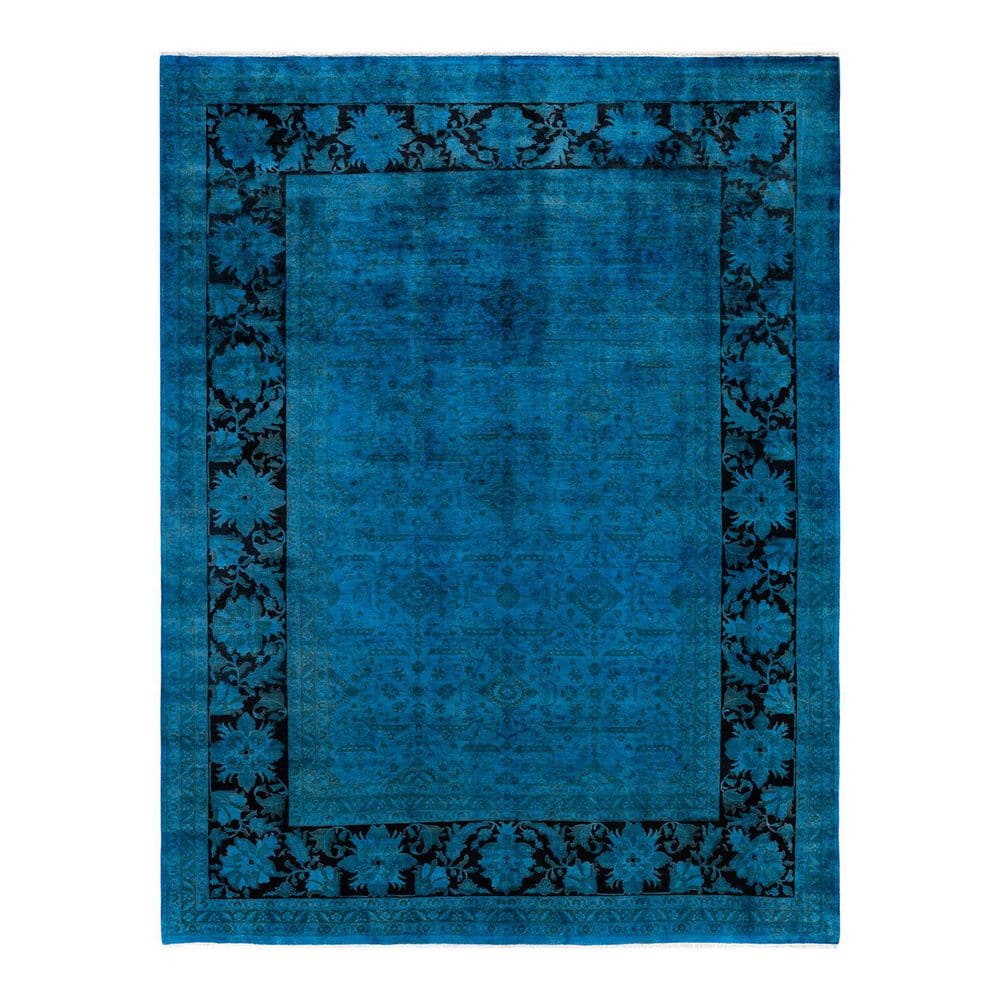 Chloe & Olivia Home Overdyed Blue 9 ft. 3 in. x 12 ft. 1 in. Wool ...