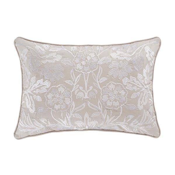 Unbranded Chelsea Grey Polyester 13 in. x 19 in. Boudoir Embellished Decorative Throw Pillow