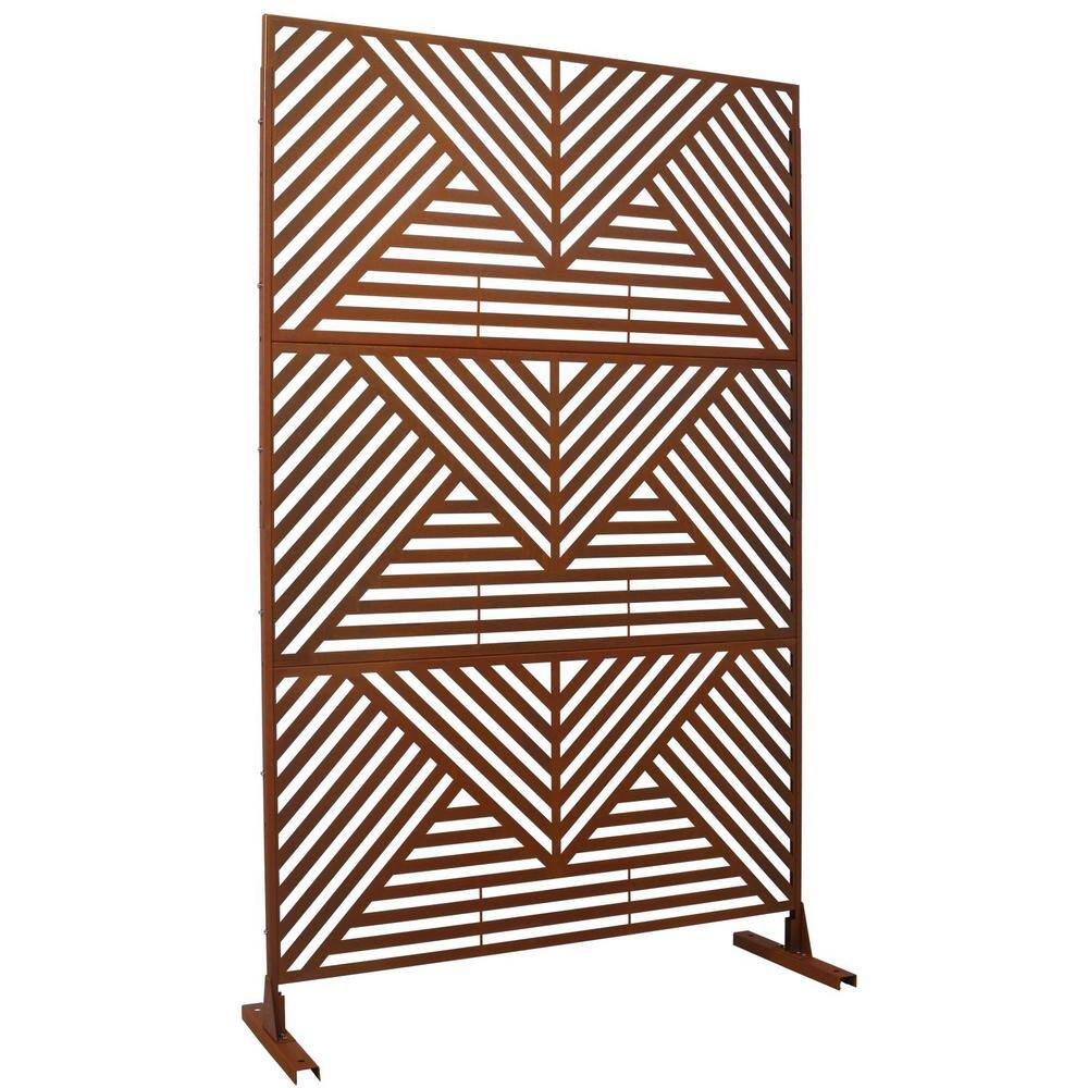 Anky 76 in. H x 48 in. W Steel Garden Fence, Metal Privacy Screens and Panels with Free Standing in Rust Red price history on PriceWatchPro