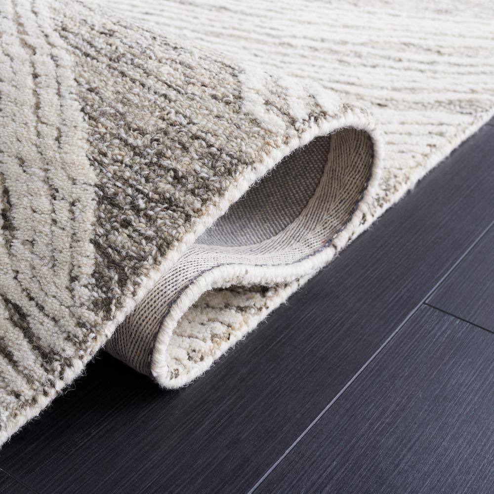 Ivory and Charcoal Abstract Handmade Wool 6' x 9' Area Rug