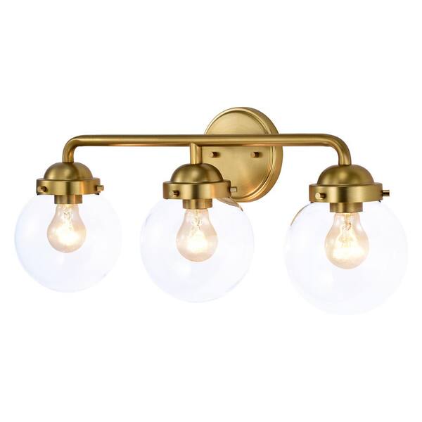 C Cattleya 3 Light Antique Brass Vanity, Antique Gold Bathroom Light Fixtures