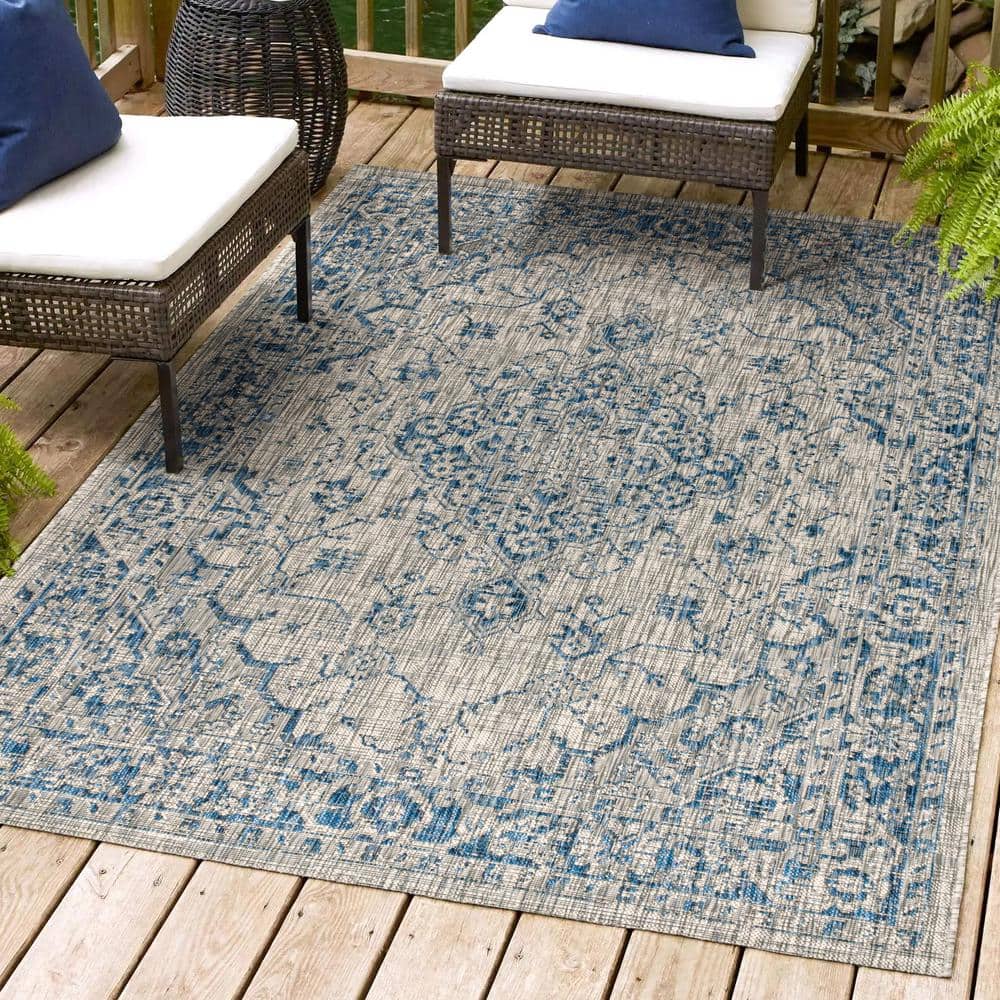 Rozetta Boho Medallion Gray Synthetic 3x5 Indoor/Outdoor Rug