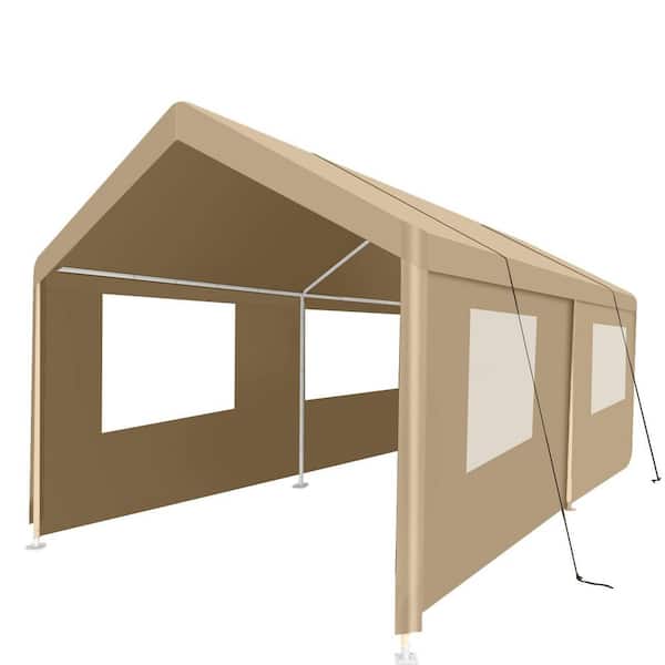 10 ft. x 20 ft. Heavy Duty Portable Carport Garage Tent for Outdoor Storage Shelter in Khaki