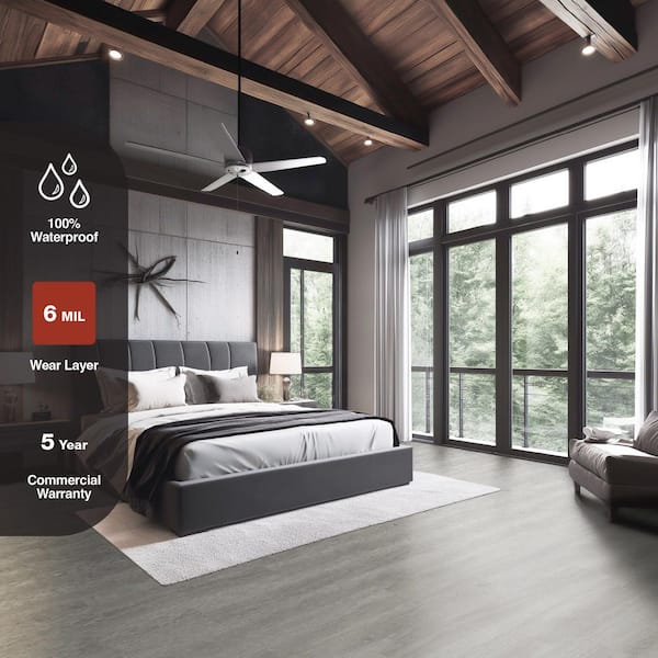 Marsh Hen 6 MIL x 6 in. W x 36 in. Light Gray Wood Look Vinyl Plank Flooring Waterproof Click Lock 23.95 sq. ft./Case