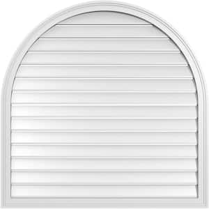 42 in. x 42 in. Round Top Surface Mount PVC Gable Vent: Functional with Brickmould Frame