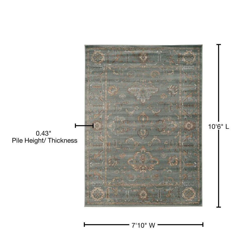 Green Synthetic Rectangular Area Rug 7'10" x 10'6"