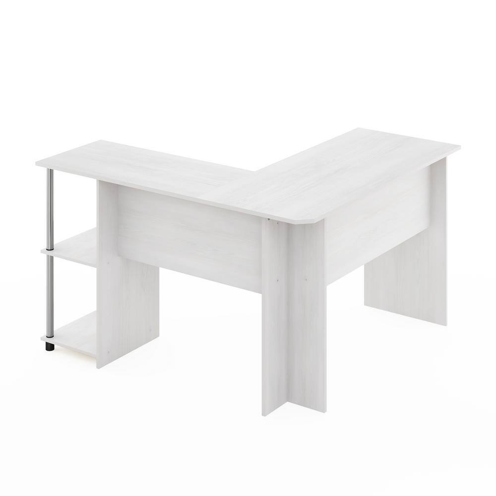 White Oak L-Shape Corner Desk with Shelves