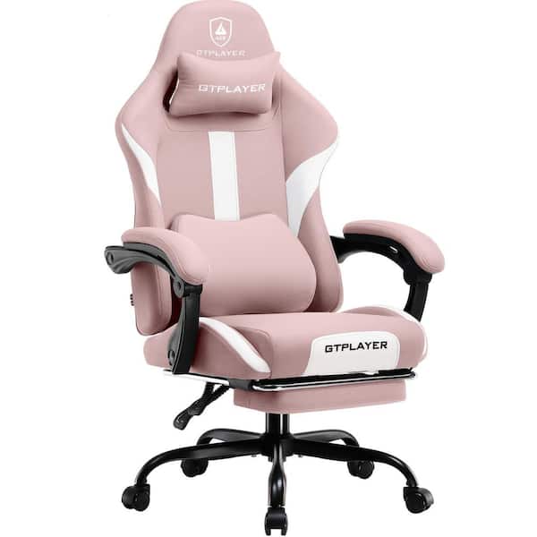ComHoma Gaming Chair Fabric Computer Chair with Foot Rest and Pocket Spring Cushion Ergonomic Computer Desk Chair, Pink