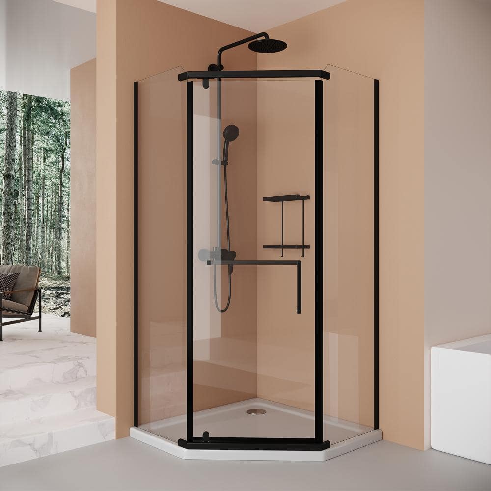 36 in.Wx72 in.H Matte Black Frameless Neo-Angle Pivot Shower Door,6MM SGCC Tempered Glass,No Shower Base price history on PriceWatchPro