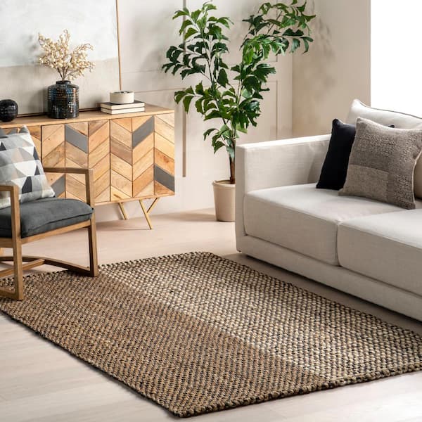 Axton Geometric Chunky Jute Natural 5 ft. x 8 ft. Area Rug