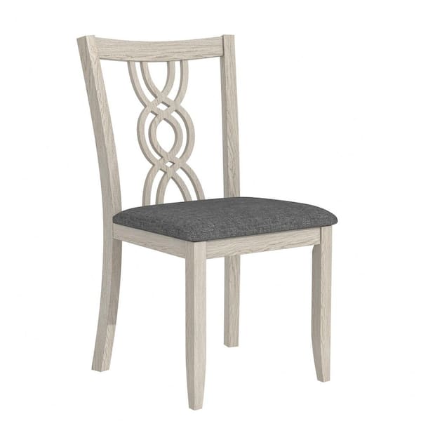 Farmhouse Dining Chairs Set of 6, Upholstered Gray Dining Chair with Lattice Back, Wooden Frame