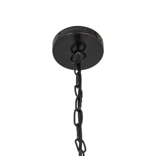 Black Metal and Capiz Shell Tiered Chandelier, 16" Diameter
