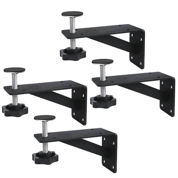 4-Piece Bath Accessory Set in Black, Adjustable Undermount Sink Support Brackets for Narrow Cabinets