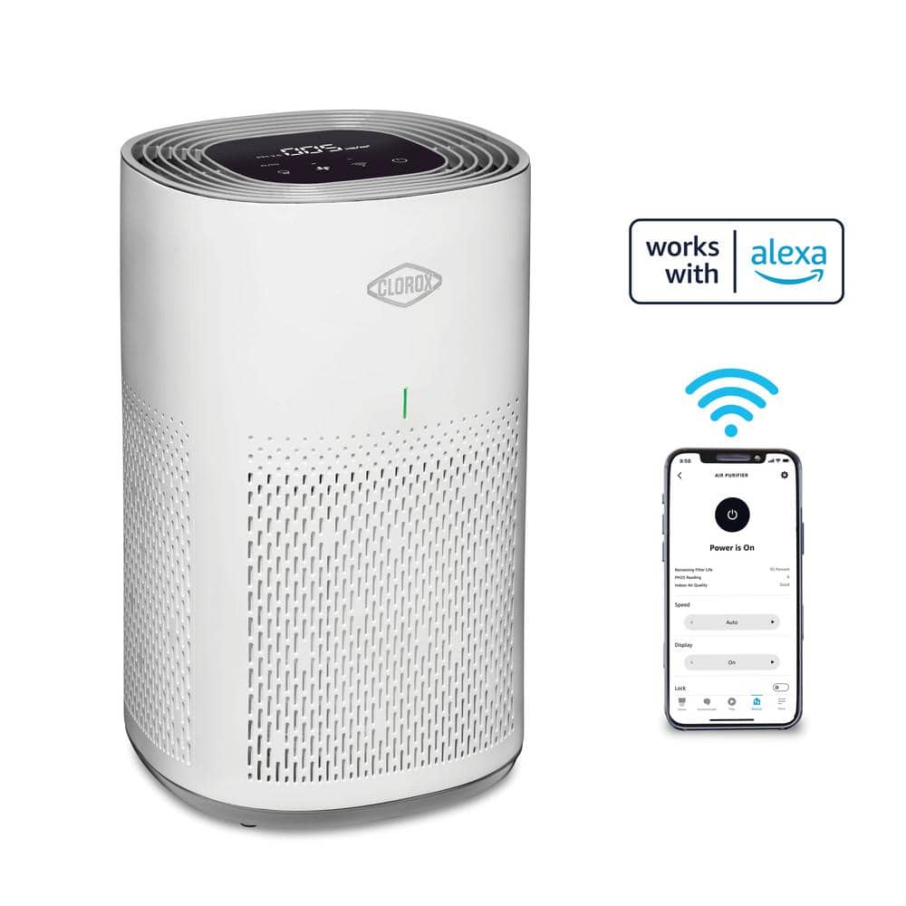 White Medium Room Smart HEPA Air Purifier with Alexa
