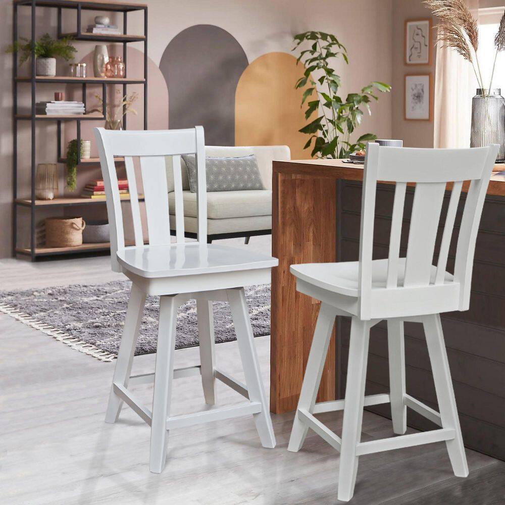 San Remo White Wood Swivel Counter Height Stool