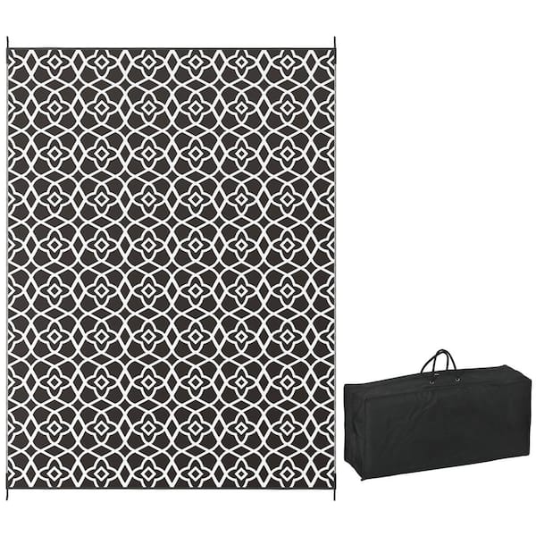 COOLSHARK 9 ft. x 12 ft. Waterproof Outdoor Patio Rug Indoor Large Reversible Area Rugs with Carry Bag, for Yard, Picnic, Beach