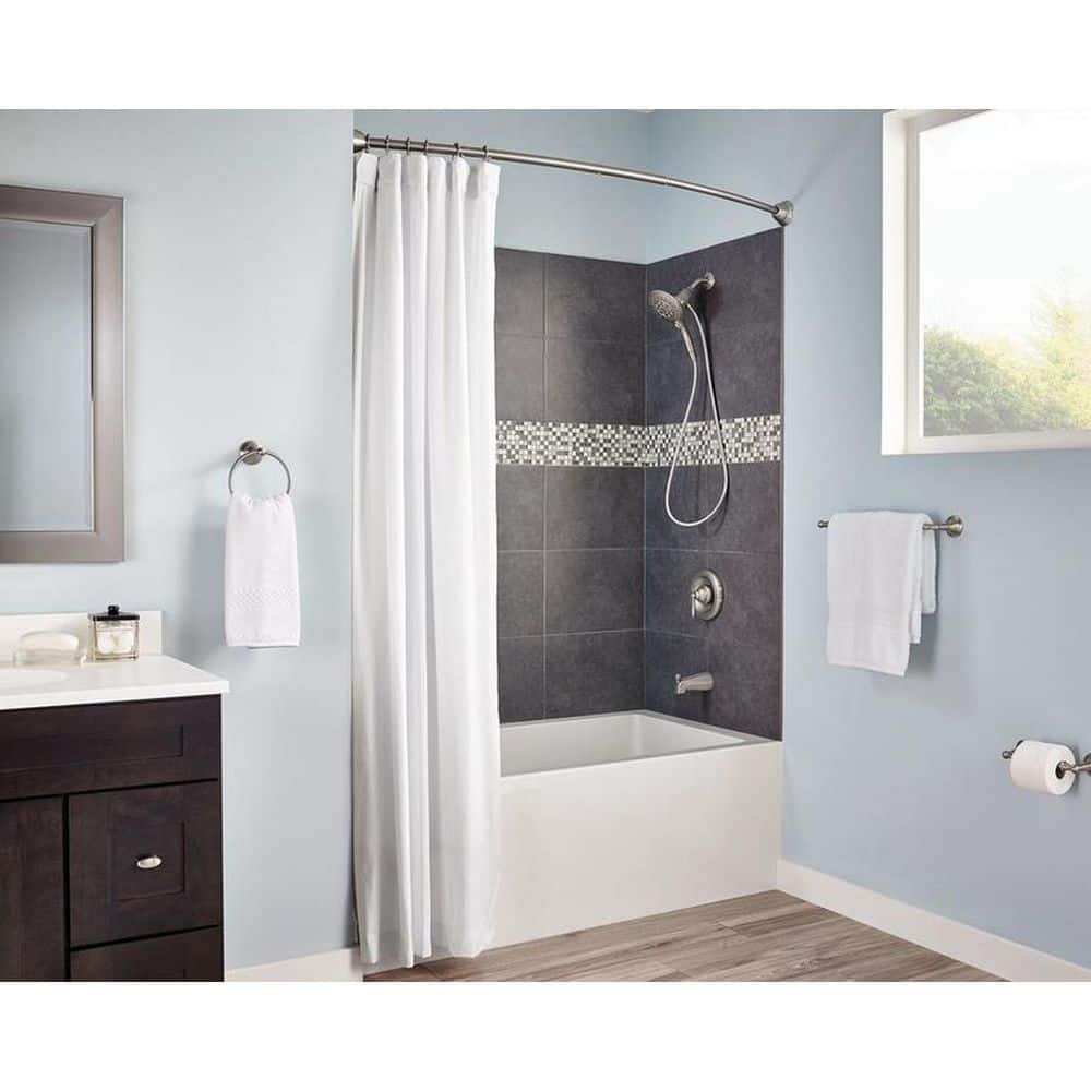 Brushed Nickel 6-Setting Handheld Rain Showerhead with Magnetic Dock