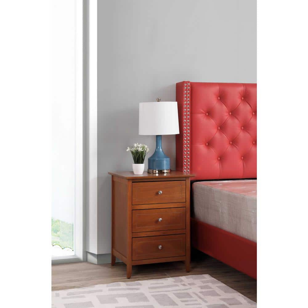 Daniel 3-Drawer Oak Nightstand (25 in. H x 19 in. W x 15 in. D)
