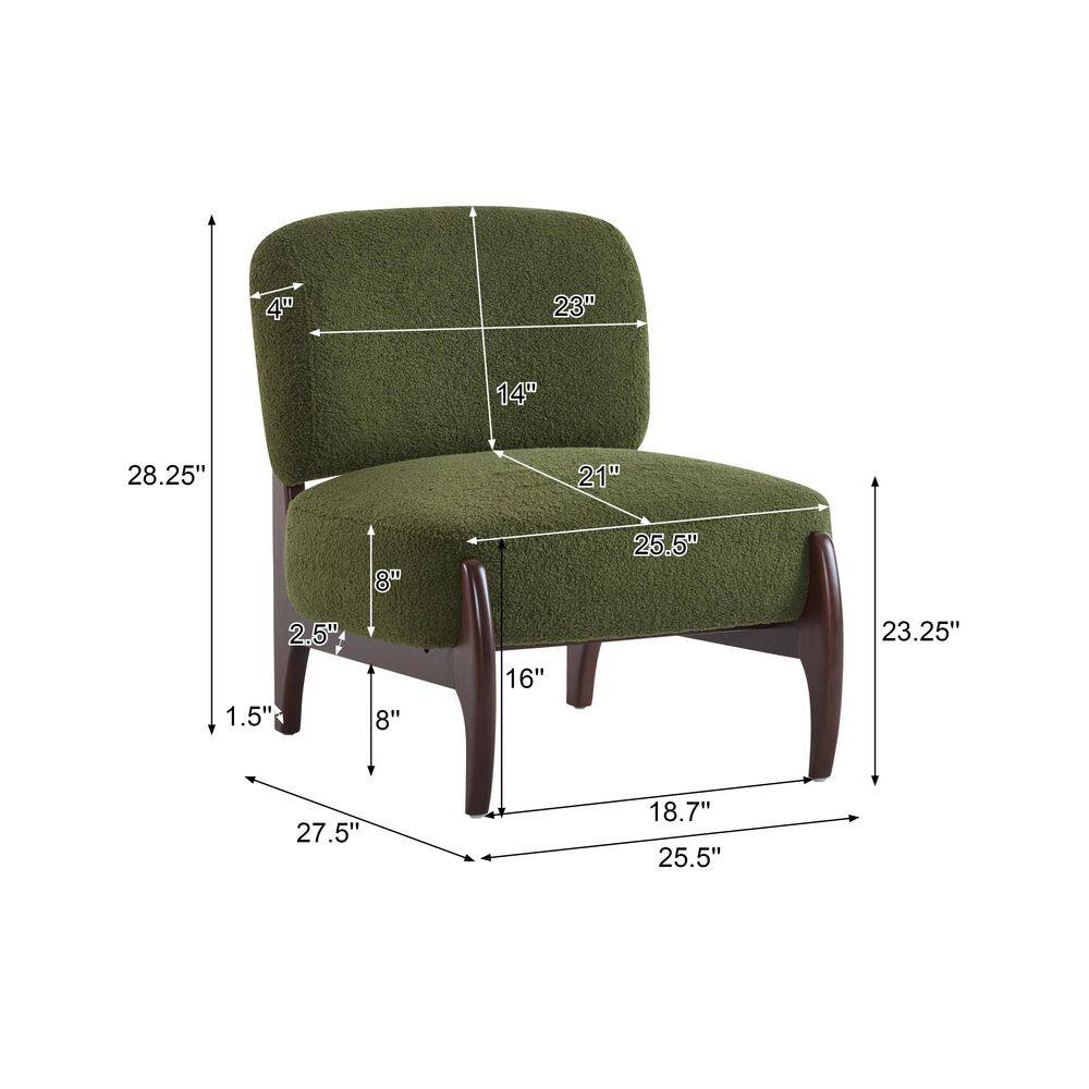 Green Leather Chaise with Solid Wood Frame