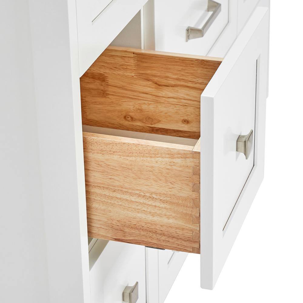 White Freestanding Single Sink Bathroom Vanity with Marble Top