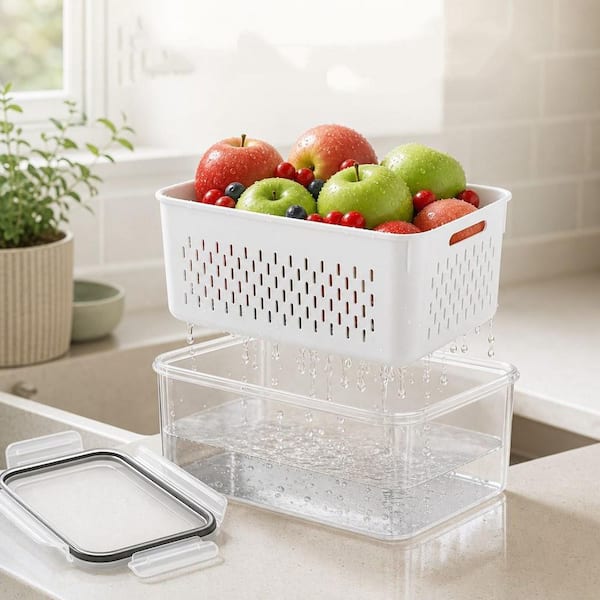 Numhew 5 Piece 4 in 1 Fruit Storage Containers with Removable