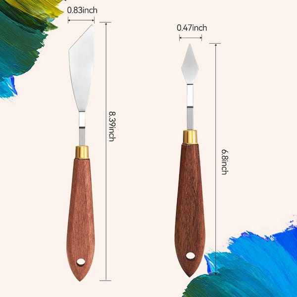 Dyiom 2 Pieces Palette Knife Set Paint Scraper Putty Knife Stainless Steel Spatula Palette Knife
