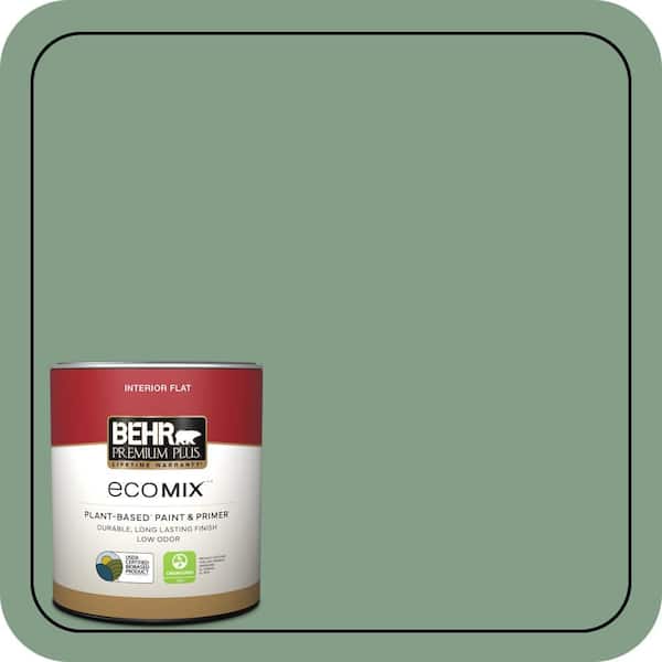 1 qt. #S410-5 Track Green Flat EcoMix Plant-Based Interior Paint & Primer