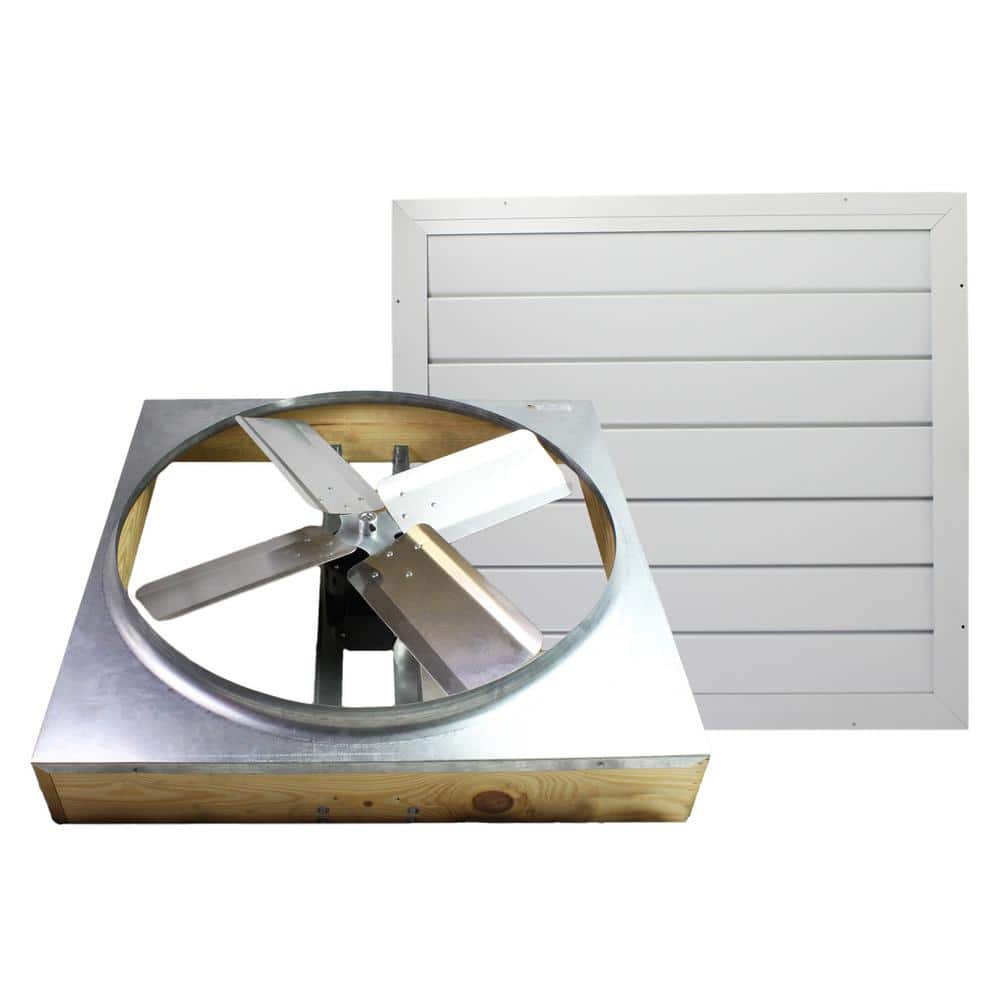 UPC 047242003024 product image for 11 in x 35.25 in 4425 CFM White Galvanized Steel Automatic Shutter Whole House F | upcitemdb.com