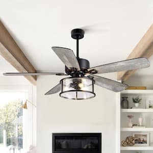 Barnett 52 in. Indoor Black Ceiling Fan with Light Kit and Remote Control