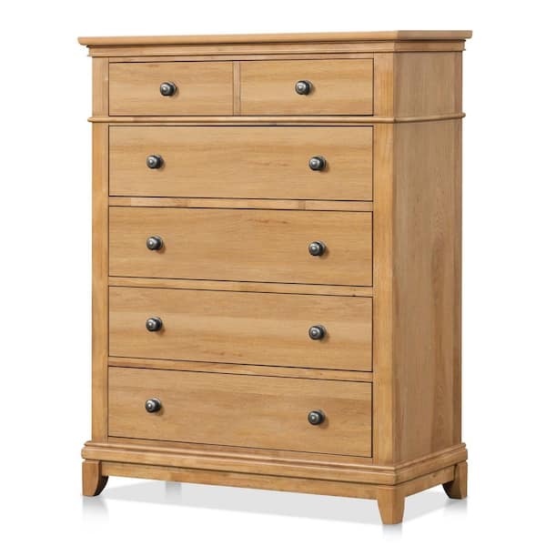 Zeller Natural Oak 5-Drawer 40 in. Chest of Drawers With Cedar Bottom Drawers
