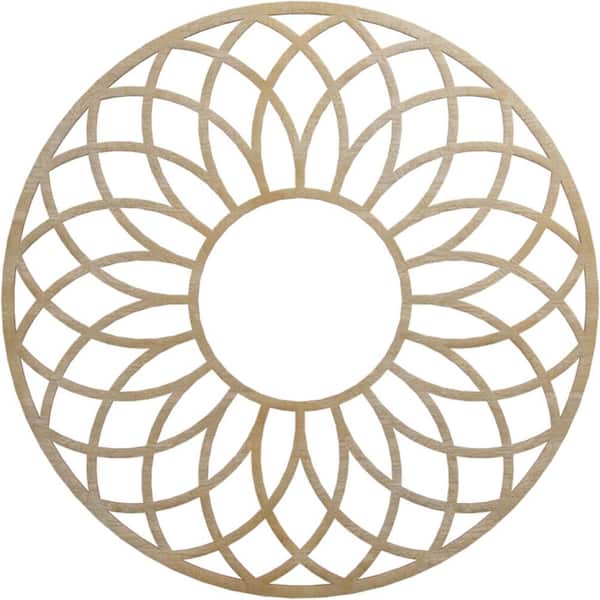 Ekena Millwork 30 in. x 30 in. x 1/4 in. Cannes Wood Fretwork Pierced Ceiling Medallion, Birch