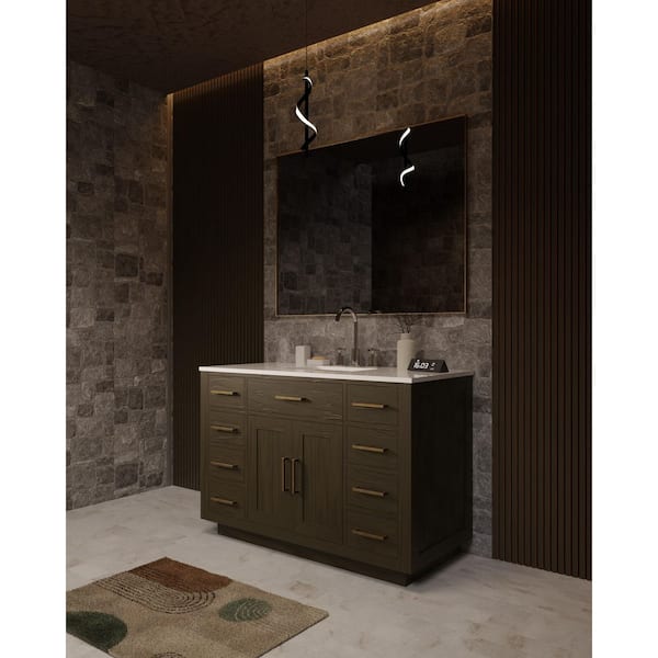 Condor 48 in. W x 22 in. D Brown Oak Single Bath Vanity with White Quartz Top