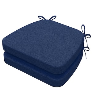 16 in. x 17 in. Trapezoid Outdoor Seat Cushion Dining Chair Cushion in Navy Blue (2-Pack)