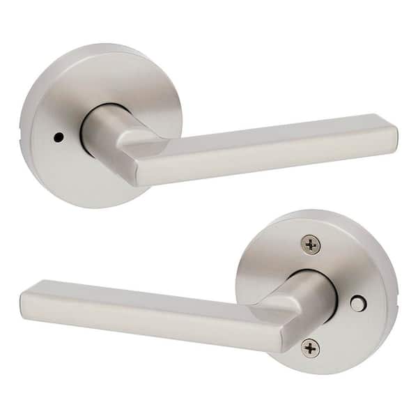 Halifax Satin Nickel Round Bed/Bath Door Handle with Microban Antimicrobial Protection