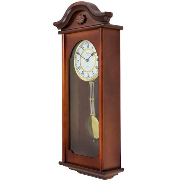Bedford Clock Collection Jacob 22.75 in. Mahogany Chiming Pendulum Wall  Clock 985117801M - The Home Depot