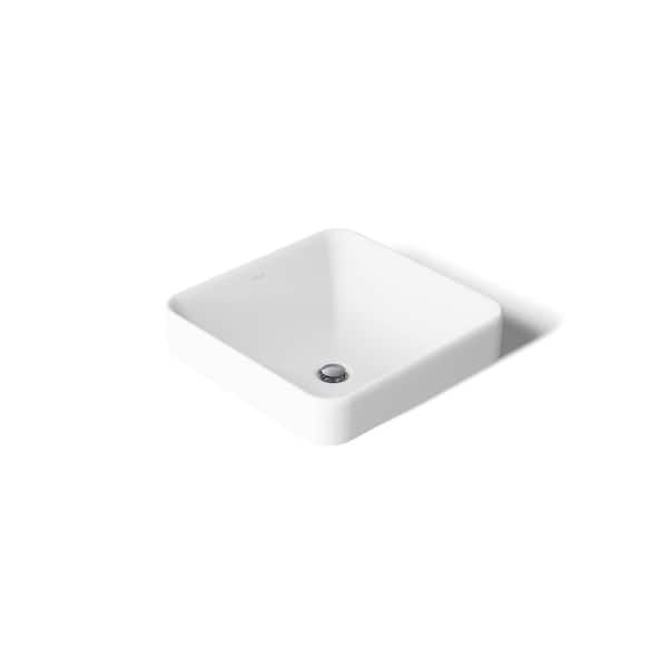 Vox 16 in. Square Vitreous China Vessel Sink in White with Overflow Drain