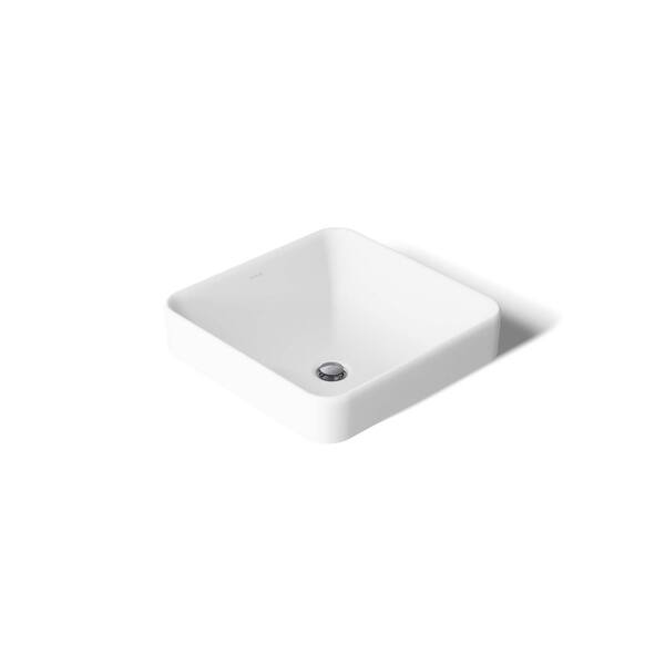 thumbnail image 2 of Miligore Modern Ceramic Vessel Sink – 16" Flared Square White For Bathroom Vanity 2 of 6