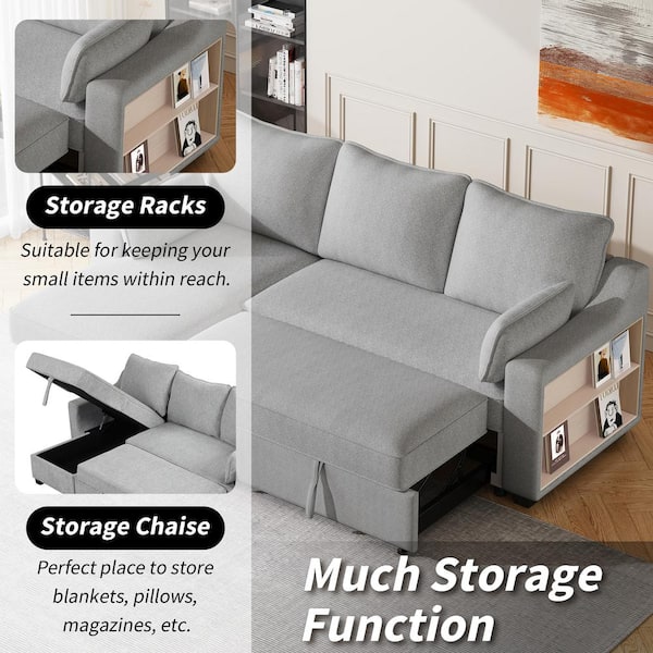 J&E Home 90 in. W Gray Polyester Full Size 3-Seats J&E Home 90 in. W Gray Polyester Full Size 3-Seats