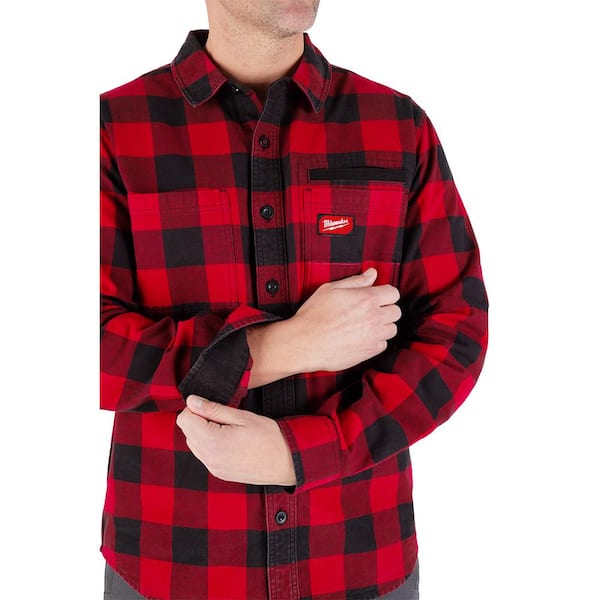 Milwaukee Men's Large Red GRIDIRON Flannel Shirt M551R-L - The Home Depot Milwaukee Men's Large Red GRIDIRON Flannel Shirt M551R-L - The Home Depot