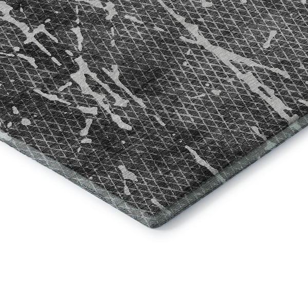 Mayfield Premium Machine Washable Indoor/Outdoor Geometric AMF628 Charcoal 1 ft. 8 in. x 2 ft. 6 in. Area Rug